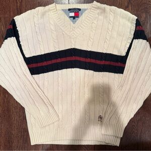 Vintage Tommy Hilfiger cable knit sweater Men's Cream rugby style large